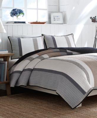 Nautica Tideway Cotton Reversible Quilt Collection In Gray