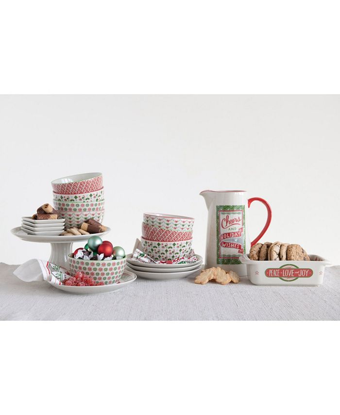 CREATIVE COOP INC "Cheers and Holiday Wishes" 52 Oz. Stoneware Pitcher Macy's