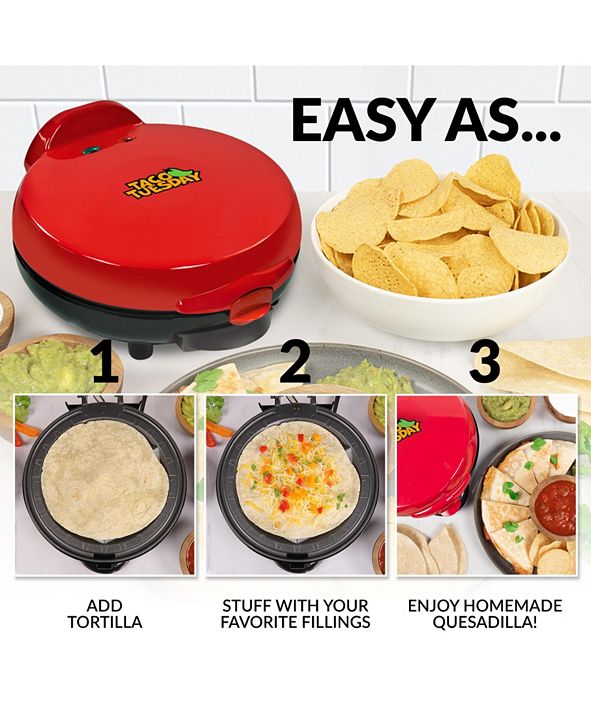 Nostalgia Taco Tuesday TTEQM8RD Deluxe 6Wedge Electric Quesadilla