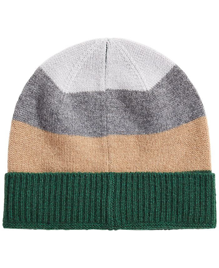 Club Room Men's Colorblocked Cashmere Beanie, Created for Macy's - Macy's