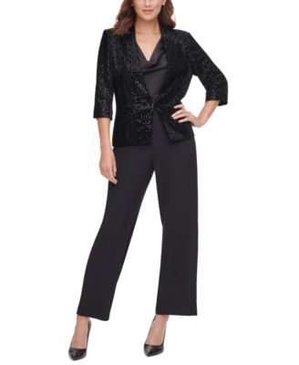 Eliza J Sequinned Velvet Jacket