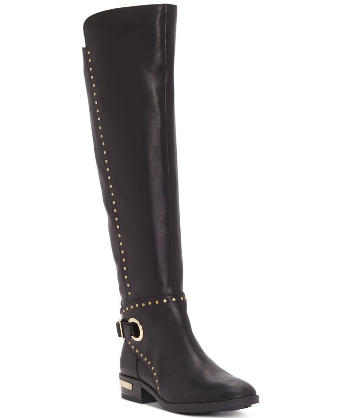 Vince Camuto Women's Poppidal Wide-Calf Stretch Riding Boots - Macy's