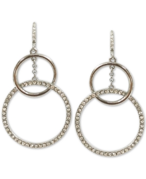 image of Inc Silver-Tone Pave Interlocking Hoop Drop Earrings, Created for Macy-s