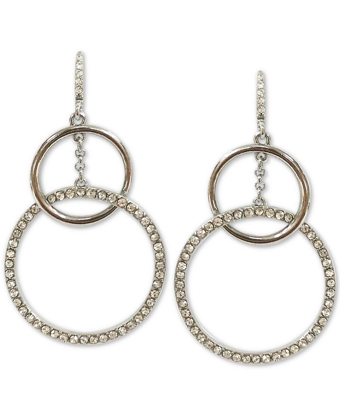 INC International Concepts SilverTone Pavé Interlocking Hoop Drop