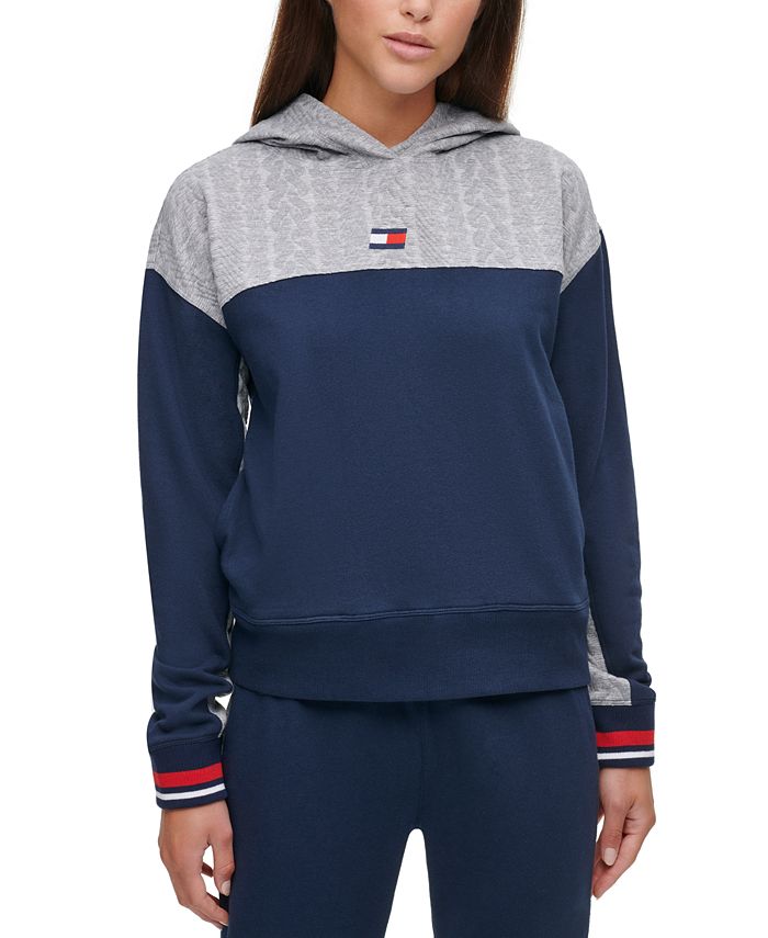 Tommy Hilfiger Cable-Knit Colorblocked Hoodie - Macy's