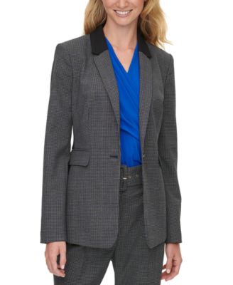 petite check blazer