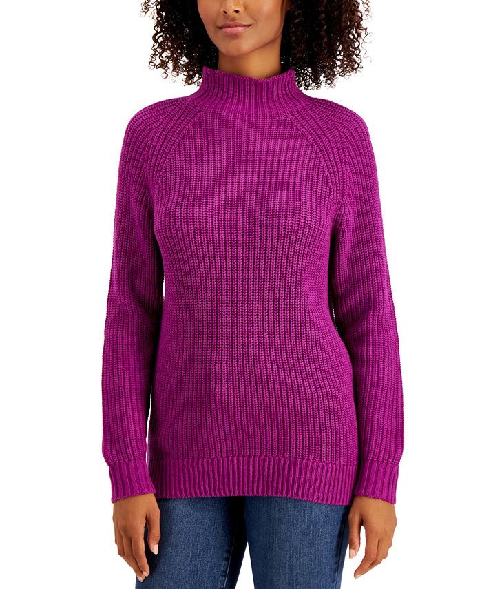 Style & Co Petite Cotton Funnel-Neck Sweater, Created for Macy's ...