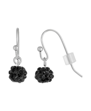 image of 2028 Silver-Tone Jet Pave 6mm Drop Earrings