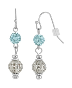 image of 2028 Silver-Tone Aqua Fireball and Filigree Drop Earrings