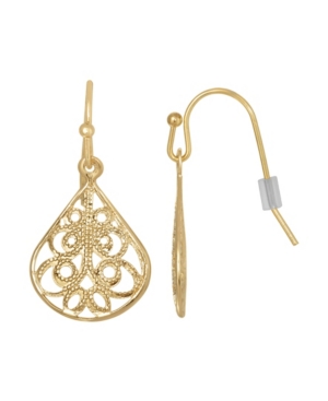 image of 2028 Gold-Tone Filigree Drop Earring