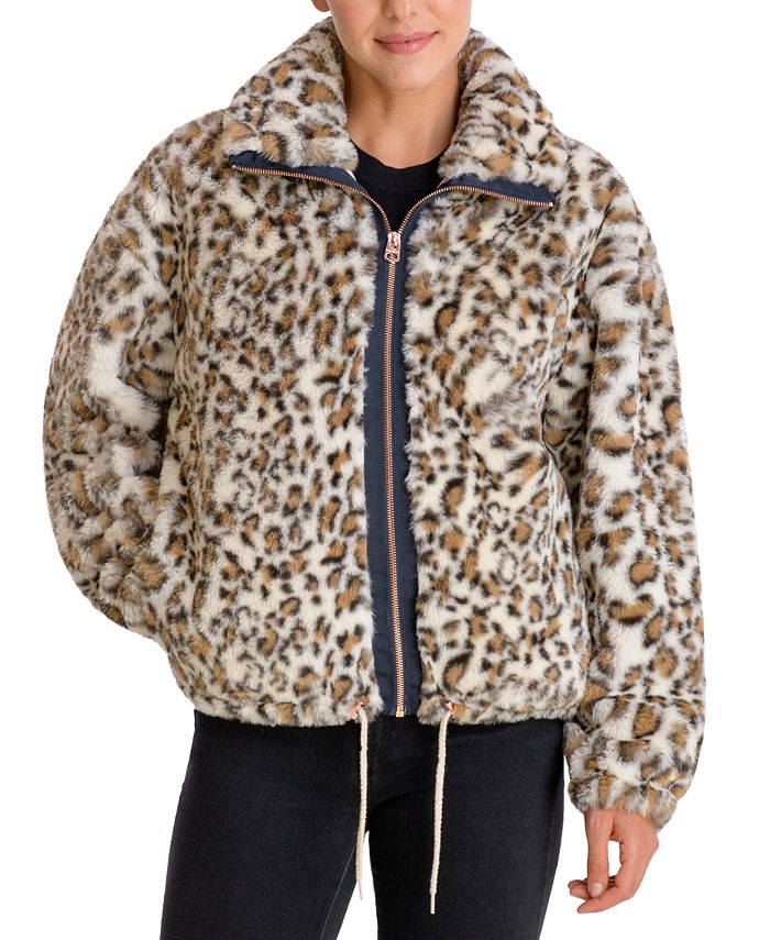 Lucky Brand Leopard-Print Faux-Fur Coat - Macy's