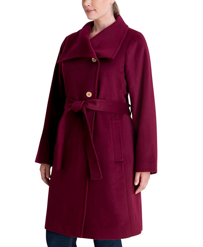 Michael Kors Plus Size Asymmetrical Belted Coat, Created for Macy's ...