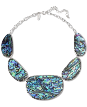 image of Style & Co Silver-Tone Stone Circle Statement Necklace, 18