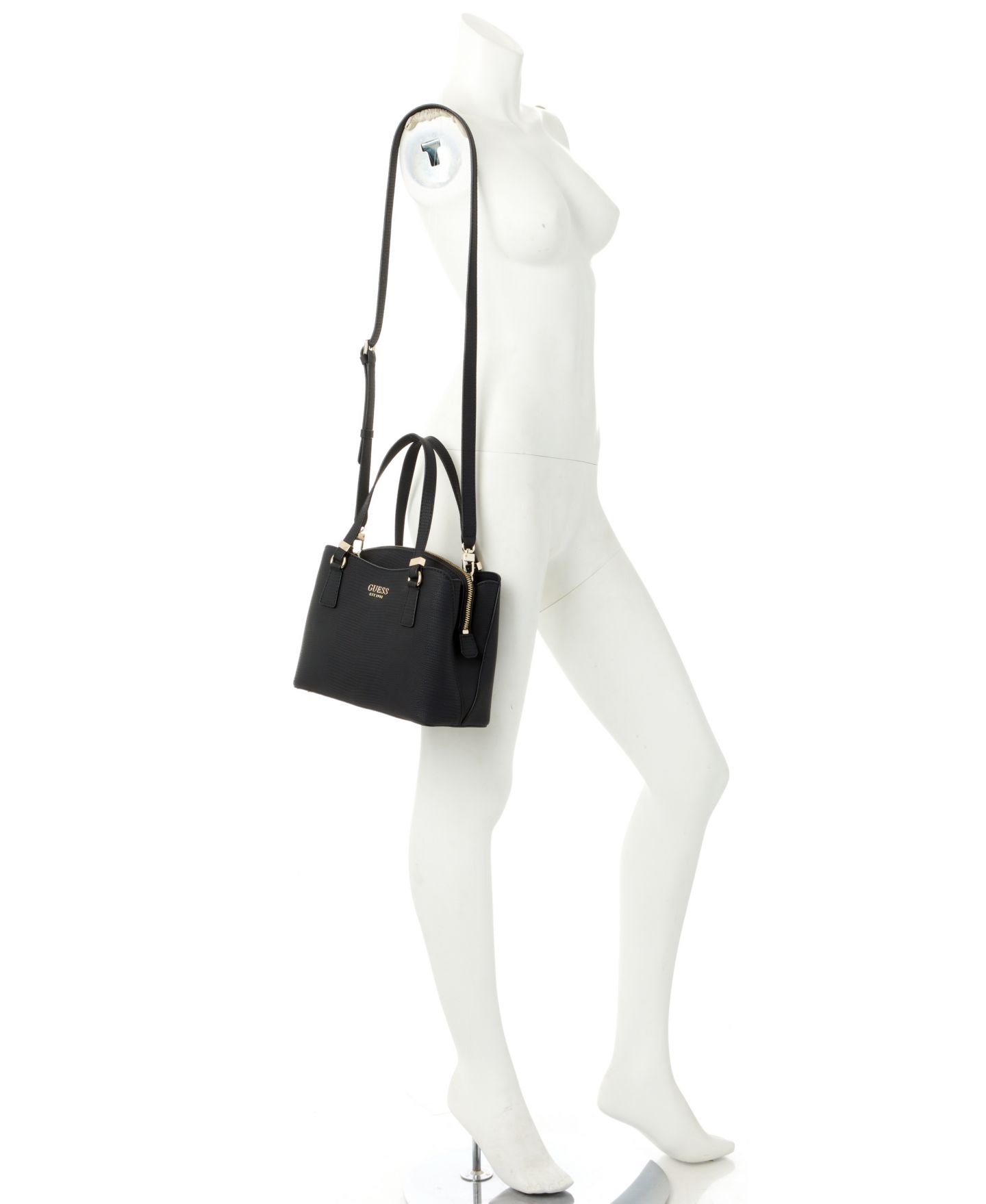 Сумка GUESS Lyndi Small Triple Compartment Girlfriend Satchel, цвет: Чёрный — фото 2