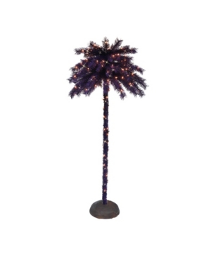Puleo 6" Pre-lit Palm Tree In Purple Bla