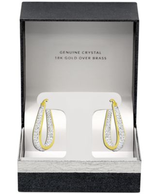 Crystal In & Out Teardrop Hoop Earrings in Silver Plate, Gold-Plate or Rose Gold Plate