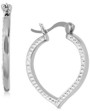 image of Essentials Crystal Teardrop Hoop Earrings in Fine Silver-Plate
