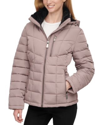 Calvin Klein Women's Petite Hooded Puffer Coat, Created for Macy's & Reviews - Coats Jackets Petites - Macy's