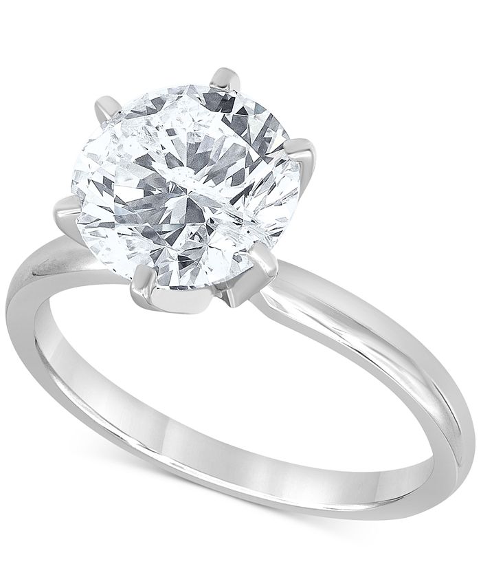 Macy's - Diamond (3 ct. t.w.) Solitaire Engagement Ring in 14K White Gold