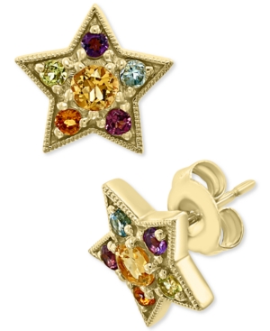 image of Effy Multi-Gemstone Star Stud Earrings (5/8 ct. t.w.) in 14k Gold