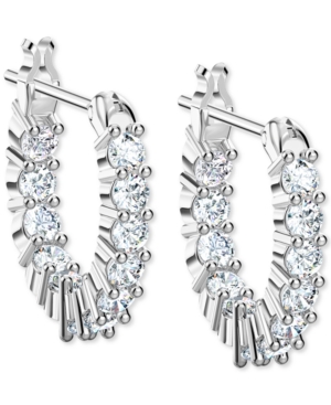 image of Swarovski Silver-Tone Extra-Small Crystal Hoop Earrings, 0.50
