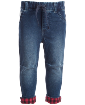 image of First Impressions Baby Boys Flannel Cuffed Jeans, Created for Macy-s