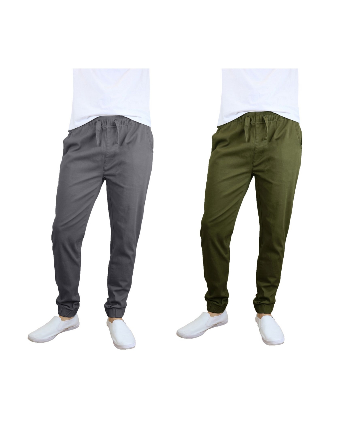 Galaxy By Harvic Men's Basic Stretch Twill Joggers, Pack of 2 - Dark Gray