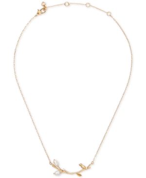 image of Kate Spade New York Gold-Tone Pave & Imitation Pearl Branch Collar Necklace, 17