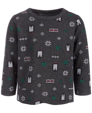 image of First Impressions Baby Boys Long-Sleeve Winter-Print Shirt, Created for Macy-s
