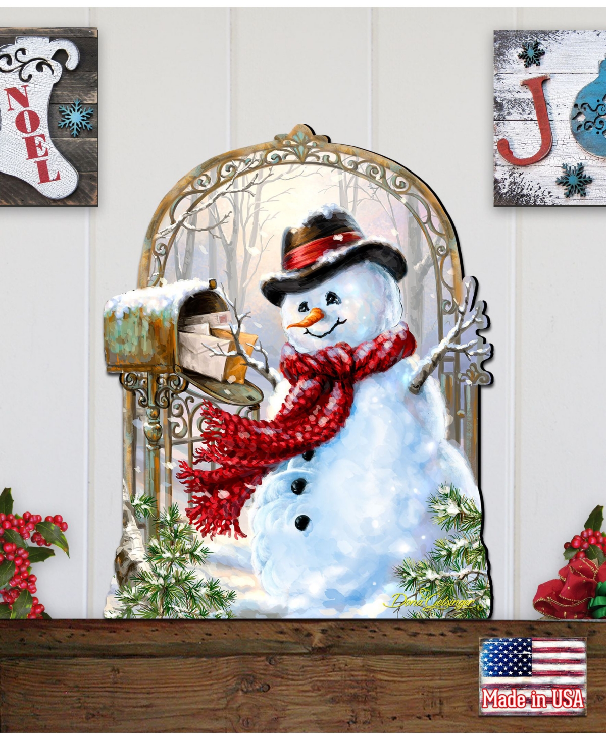 Designocracy by Dona Gelsinger Seasons-Greetings Snowman Wall and Door Hanger