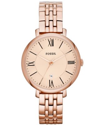 Fossil - Women's Jacqueline Rose Gold-Tone Stainless Steel Bracelet Watch 36mm ES3435