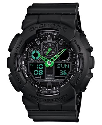 G-Shock Men's Analog-Digital Black Resin Strap Watch 51x55mm GA100C-1A3 ...