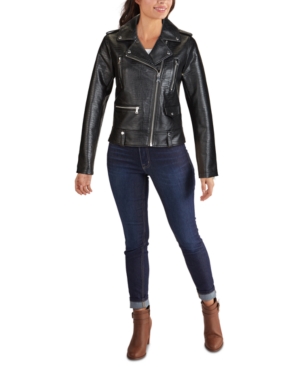 Guess Embossed Croc Faux-Leather Moto Jacket Created for Macy's