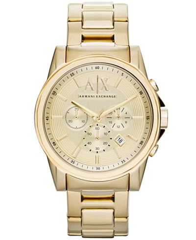 Armani exchange men's gold stainless steel bracelet watch clearance