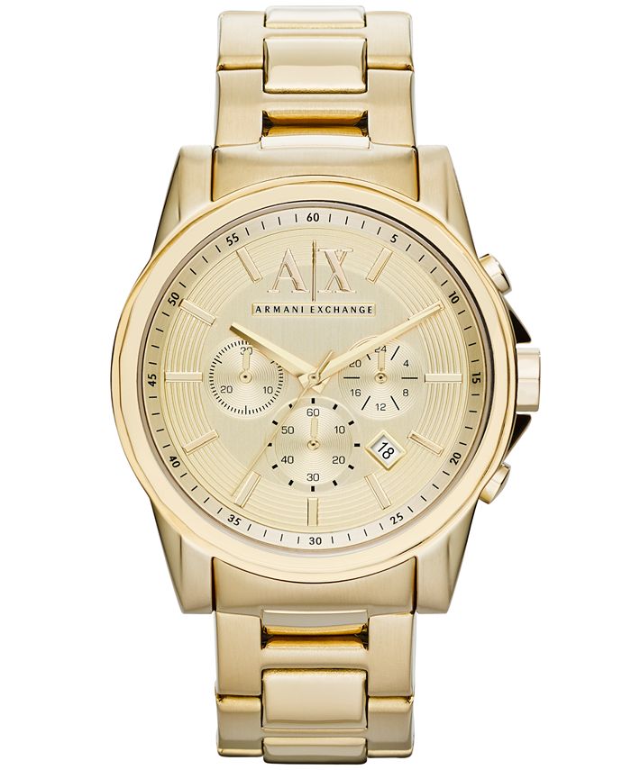 Armani exchange men's gold hotsell plated steel bracelet watch