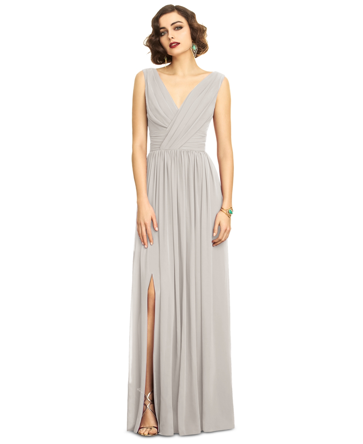 Dessy collection surplice ruched chiffon gown store