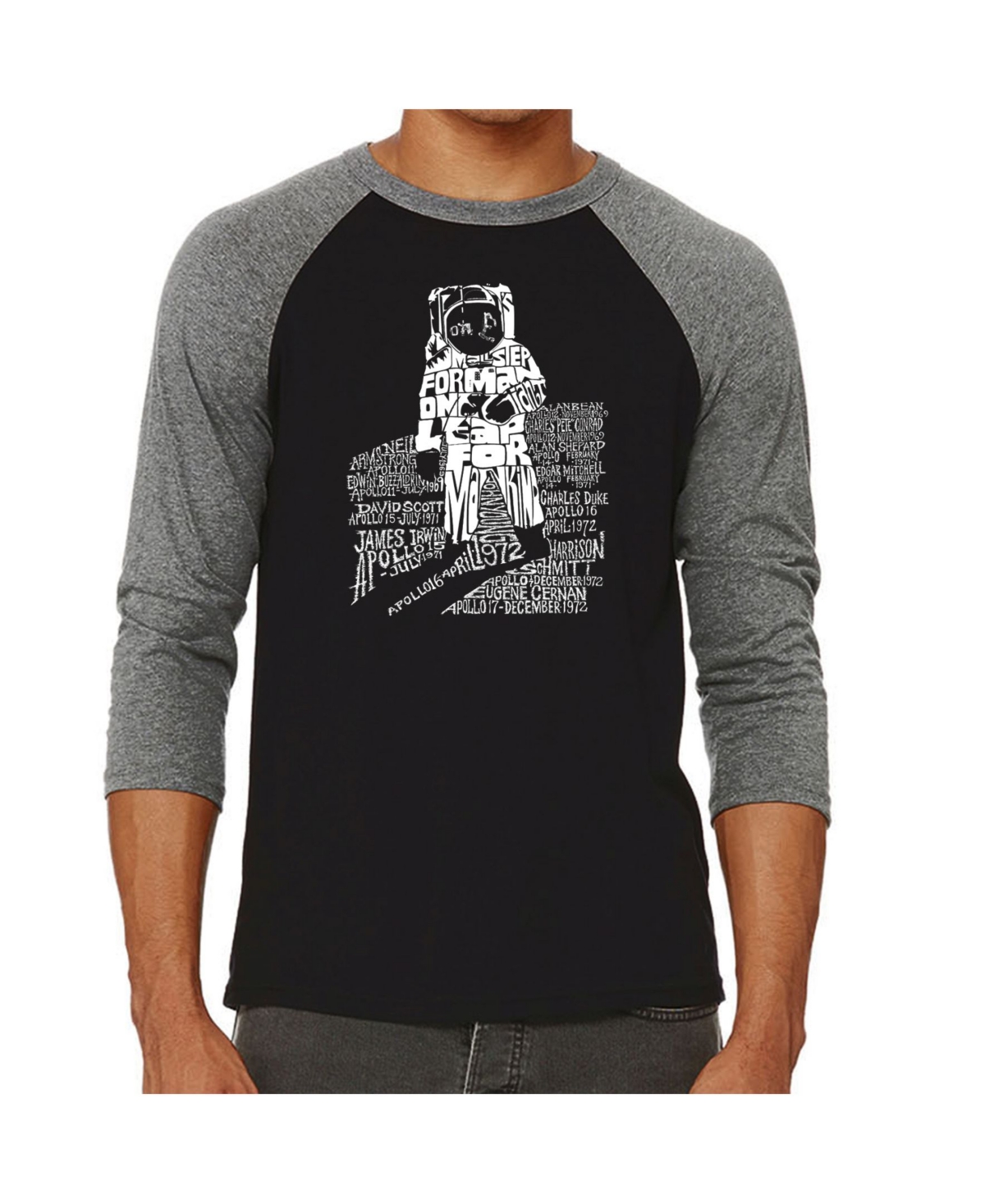 La Pop Art Astronaut Men's Raglan Word Art T-shirt