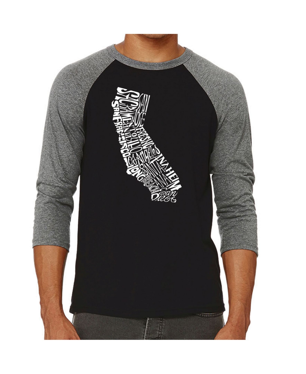 La Pop Art California State Men's Raglan Word Art T-shirt