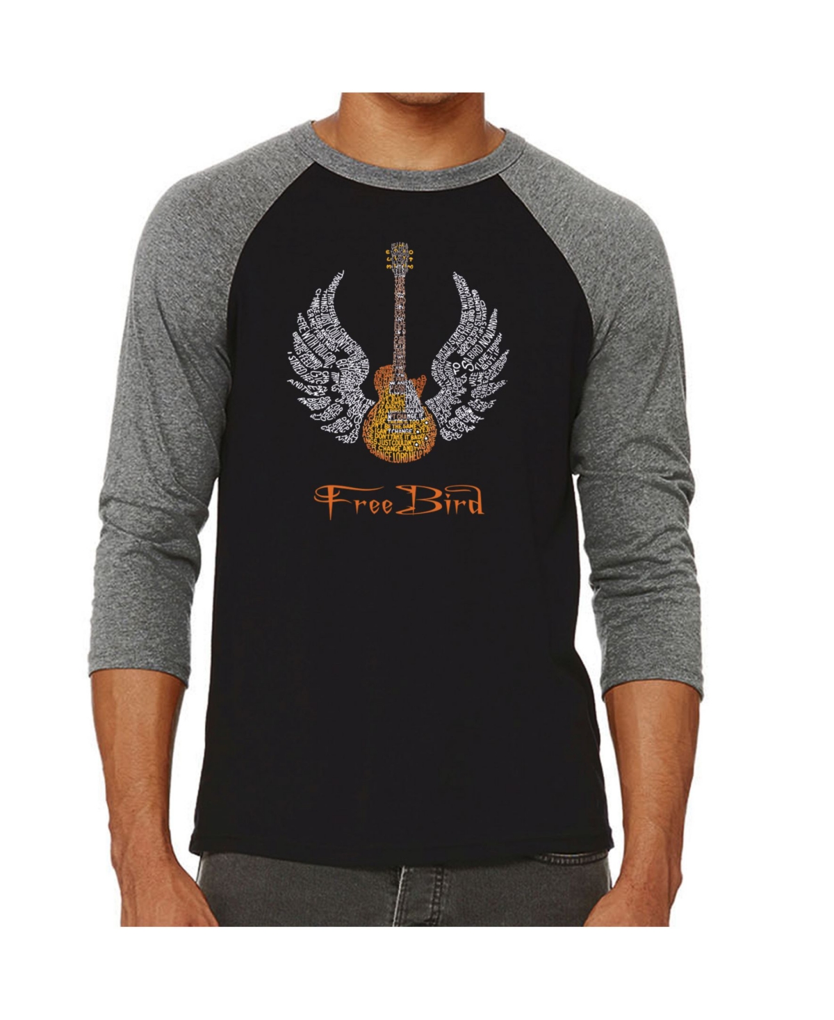 La Pop Art Lyrics to Free Bird Men's Raglan Word Art T-shirt