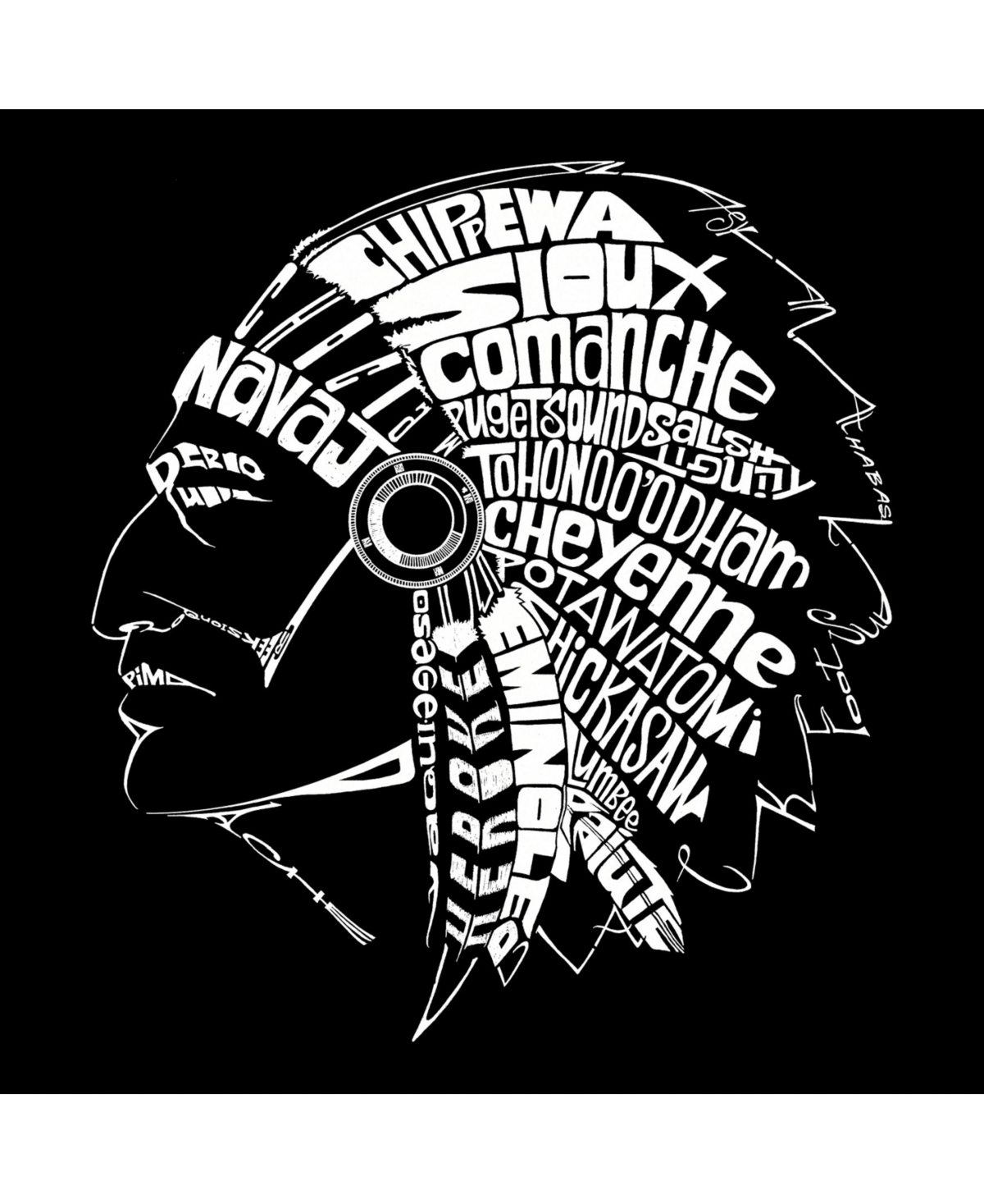 La Pop Art Native American Men's Raglan Word Art T-shirt