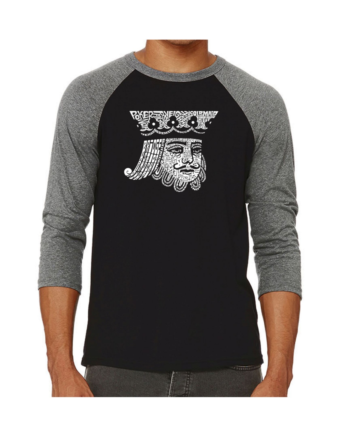 La Pop Art King of Spades Men's Raglan Word Art T-shirt