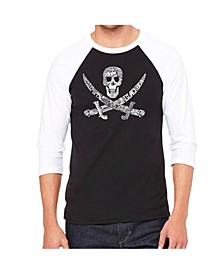 Pirate Skull Men's Raglan Word Art T-shirt