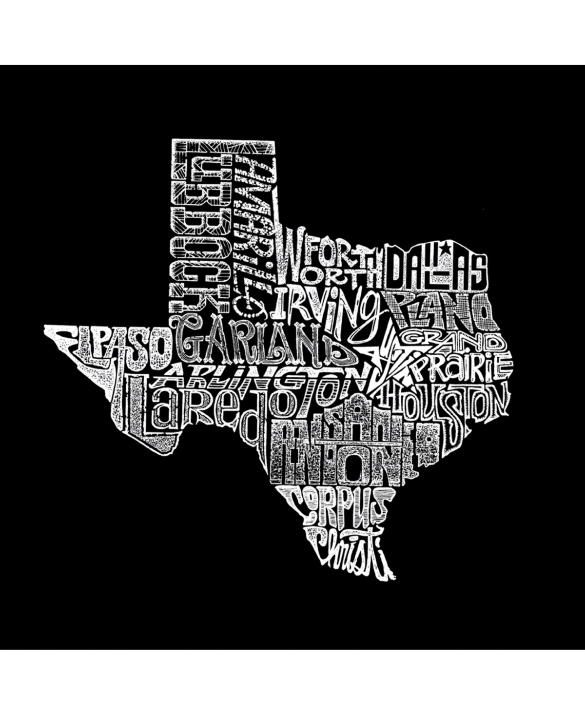 La Pop Art The Great State of Texas Men's Raglan Word Art T-shirt
