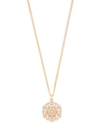 Charter Club - Gold-Tone Crystal Snowflake Double-Chain 36" Pendant Necklace