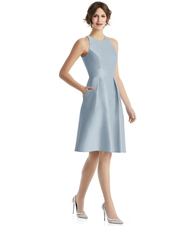 alfred sung satin a line gown