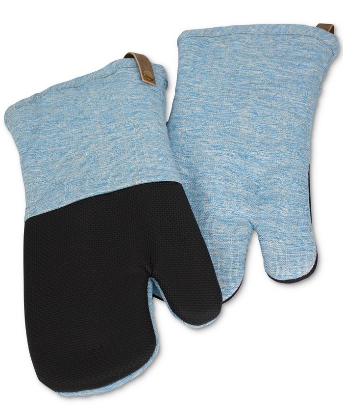 Cuisinart Space Dyed Linen-Look Oven Mitts with Leather Straps, Set of 2 -  Macy's