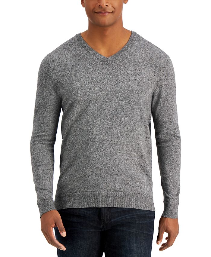 Alfani Men's Solid V-Neck Cotton Sweater, Created for Macy's & Reviews ...