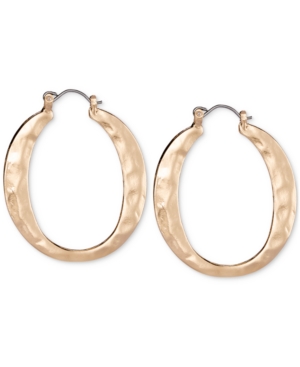 image of Style & Co Gold-Tone Hammered Flat Hoop Earrings, Created for Macy-s