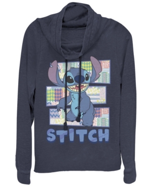 Fifth Sun Juniors Disney Stitch Character Shirt with Pattern Fleece Cowl Neck Sweatshirt
