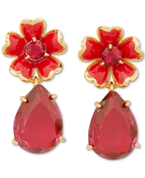 image of Kate Spade New York Gold-Tone Stone Flower Drop Earrings
